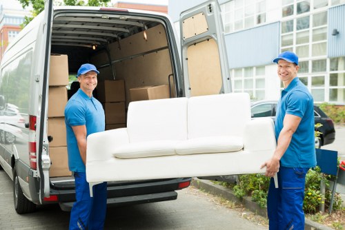 Residential move setup in West Kensington with packed items