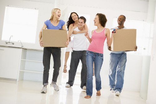 Packed moving boxes prepared for a Westkensington home move