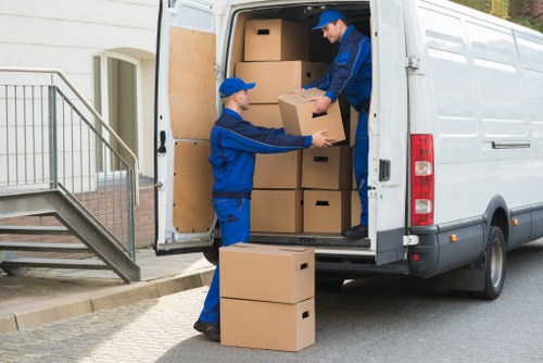 Removal van in West Kensington on a residential street