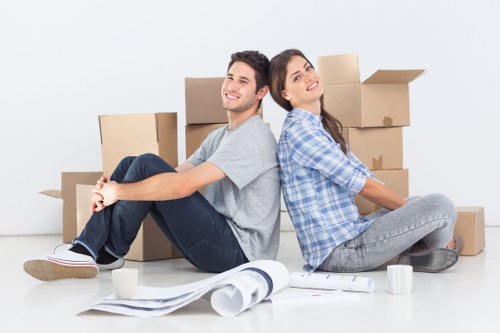 Selection of cardboard boxes and packing supplies for relocation