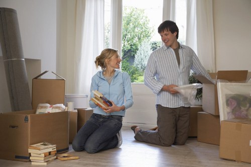 Professional movers packing and handling household items carefully