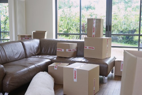 Packing office furniture for a move in West Kensington